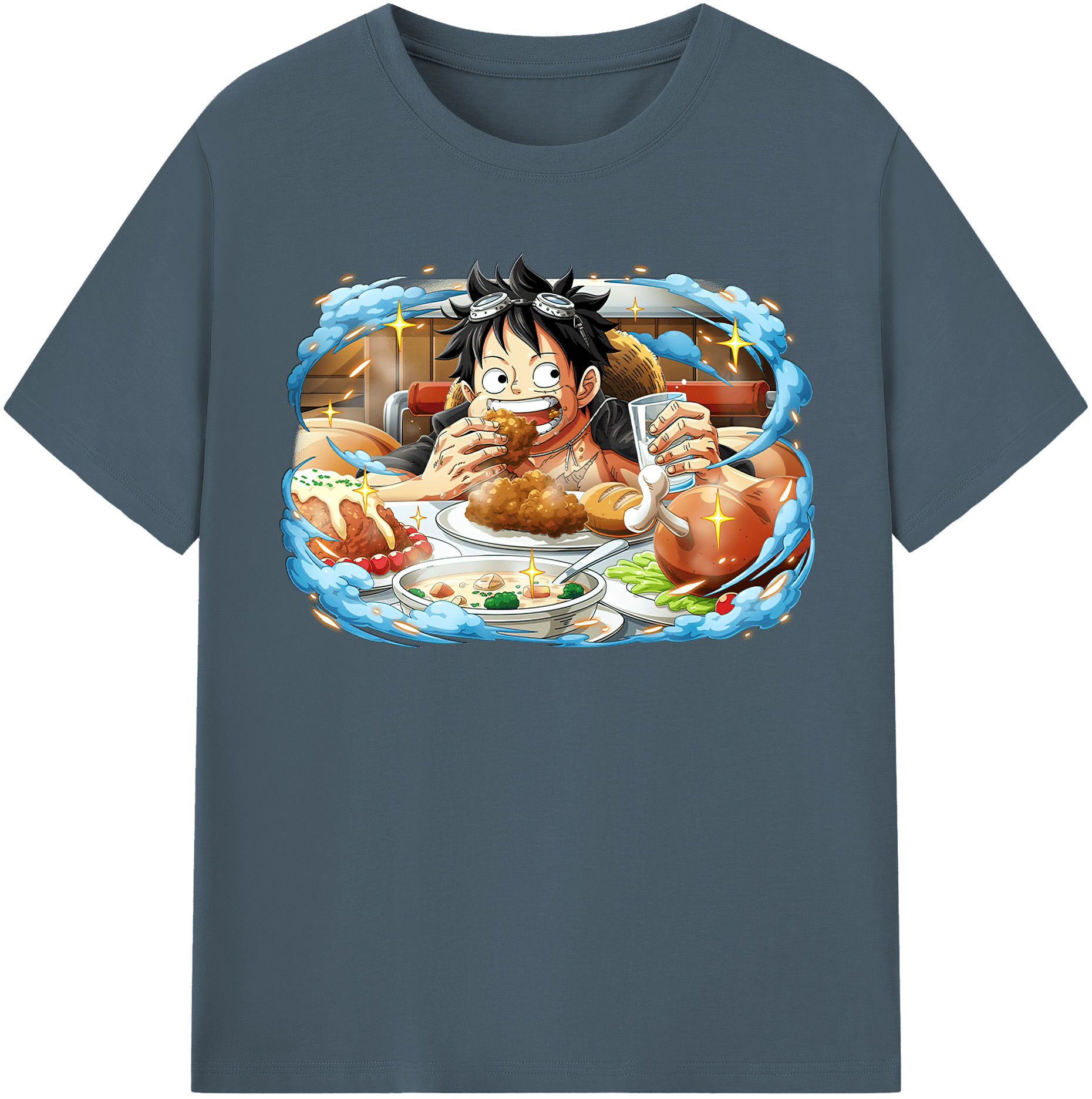 ワンピース モンキー・D・ルフィ ONE PIECE Monkey D. Luffy 綿100％半袖Tシャツ（フロントプリント）